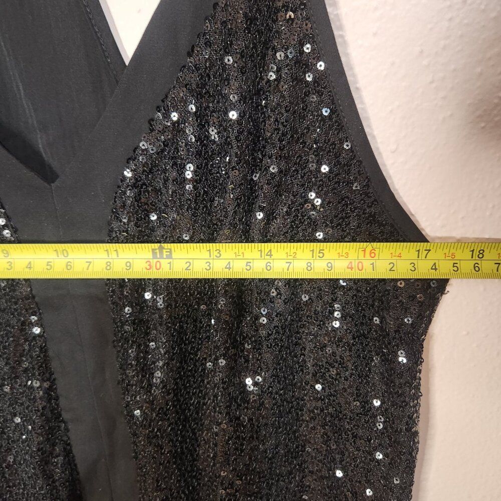 ❤️Sequin Tback Cami Womens Small Black Sequin Vneck Party Night Sparkle❤️ - Picture 10 of 12